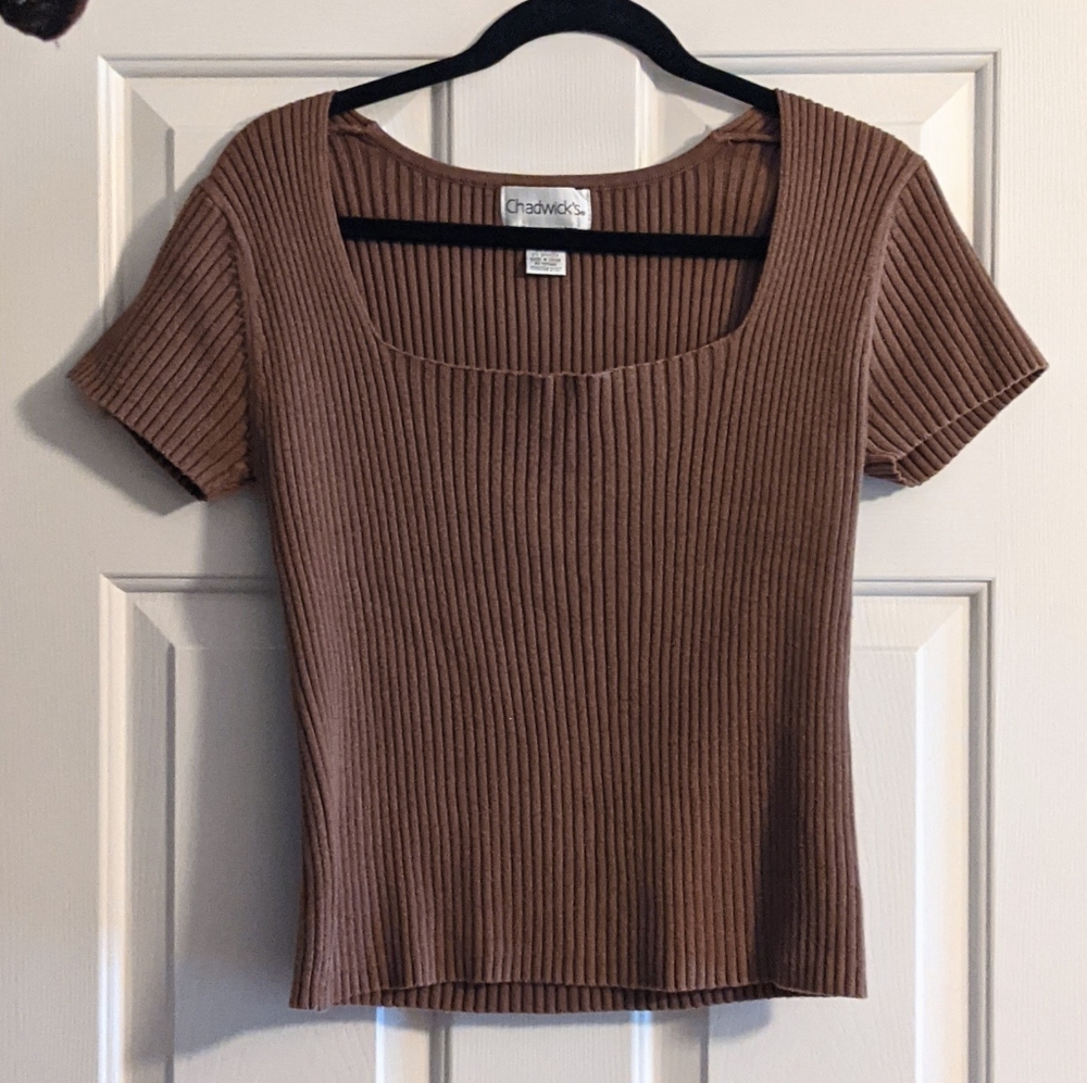 Vintage · 90s Ribbed Square Neck Top